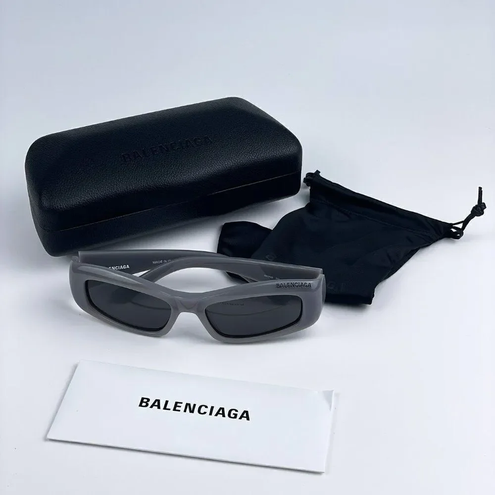 SALE! NEW Balenciaga BB0266S 003 Grey Rectangle Unisex Sunglasses